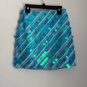 Dress the Population Blue Sequin Skirt